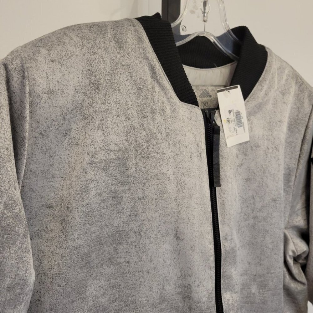 adidas Gray Bomber Jacket with Black Trim - Picture 2 of 6
